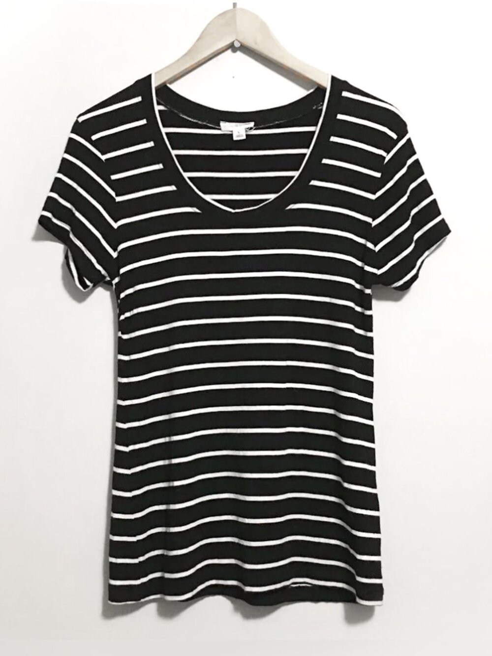 Zenana Outfitters B&W Sailor Stripe Rayon Fitted Tee
